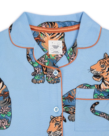 Kids' Lotus Tiger Print Long Pyjama Set - Blue